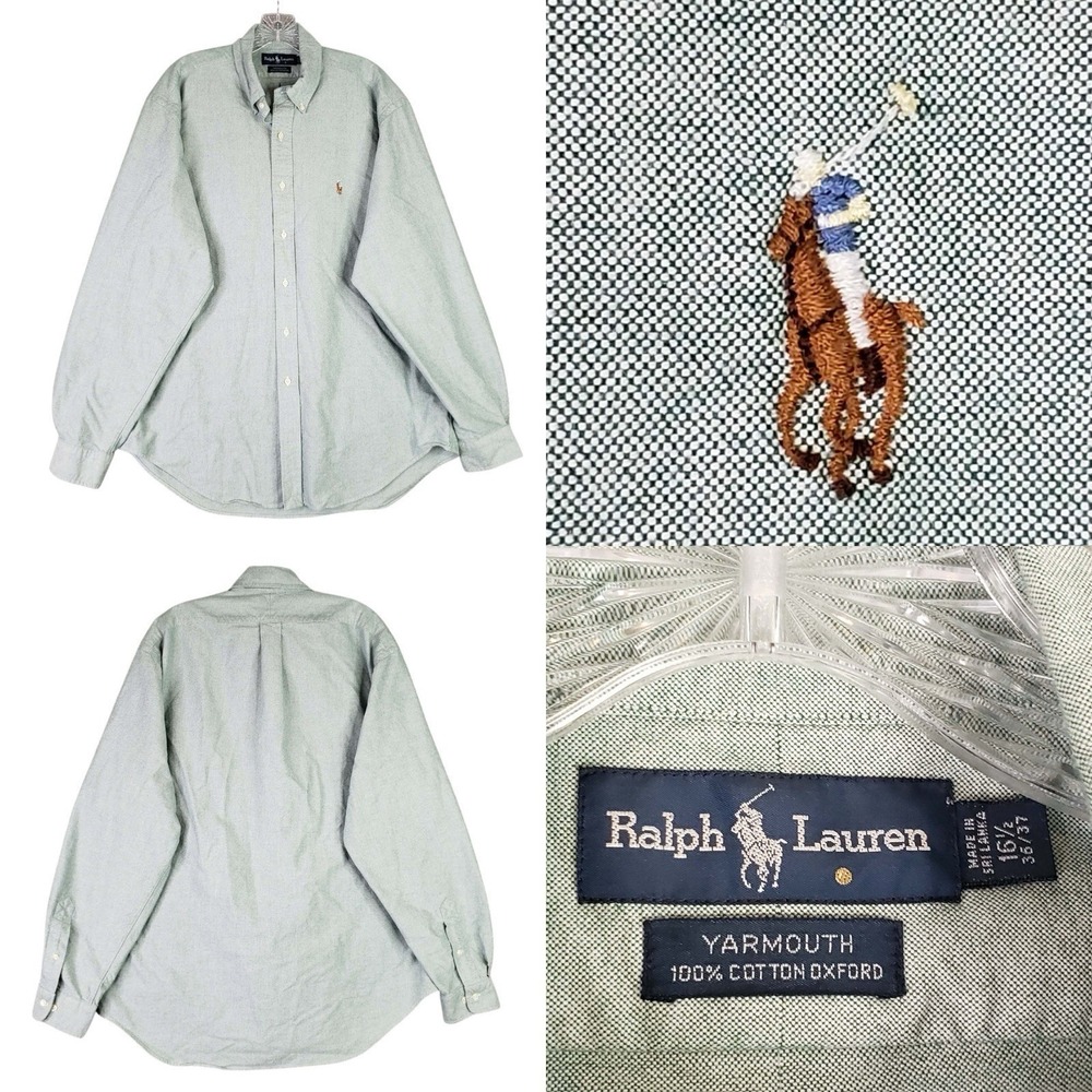 Polo Ralph Lauren Shirt Oxford Button Down Mens Size 16.5 XL Green LS